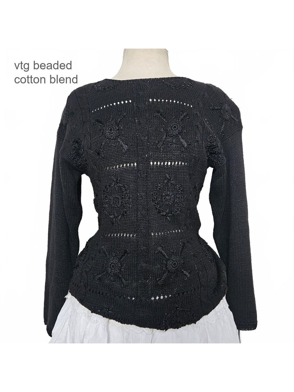VTG Worthington Beaded & Embroidered Patchwork Sweater, small
